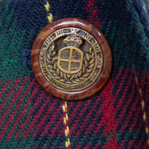 1990s Vintage Sag Harbor Red & Green Plaid Blazer Jacket Size 4 Petite Small - Picture 3 of 7